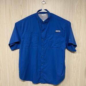 Columbia PFG Omni-Shade XL Blue Short Sleeve Fishing Shirt